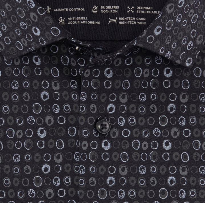 OLYMP Luxor 24/7 modern fit-64% katoen, 27% polyester, 9% elasthaan-HEREN SHIRTS-Blauw