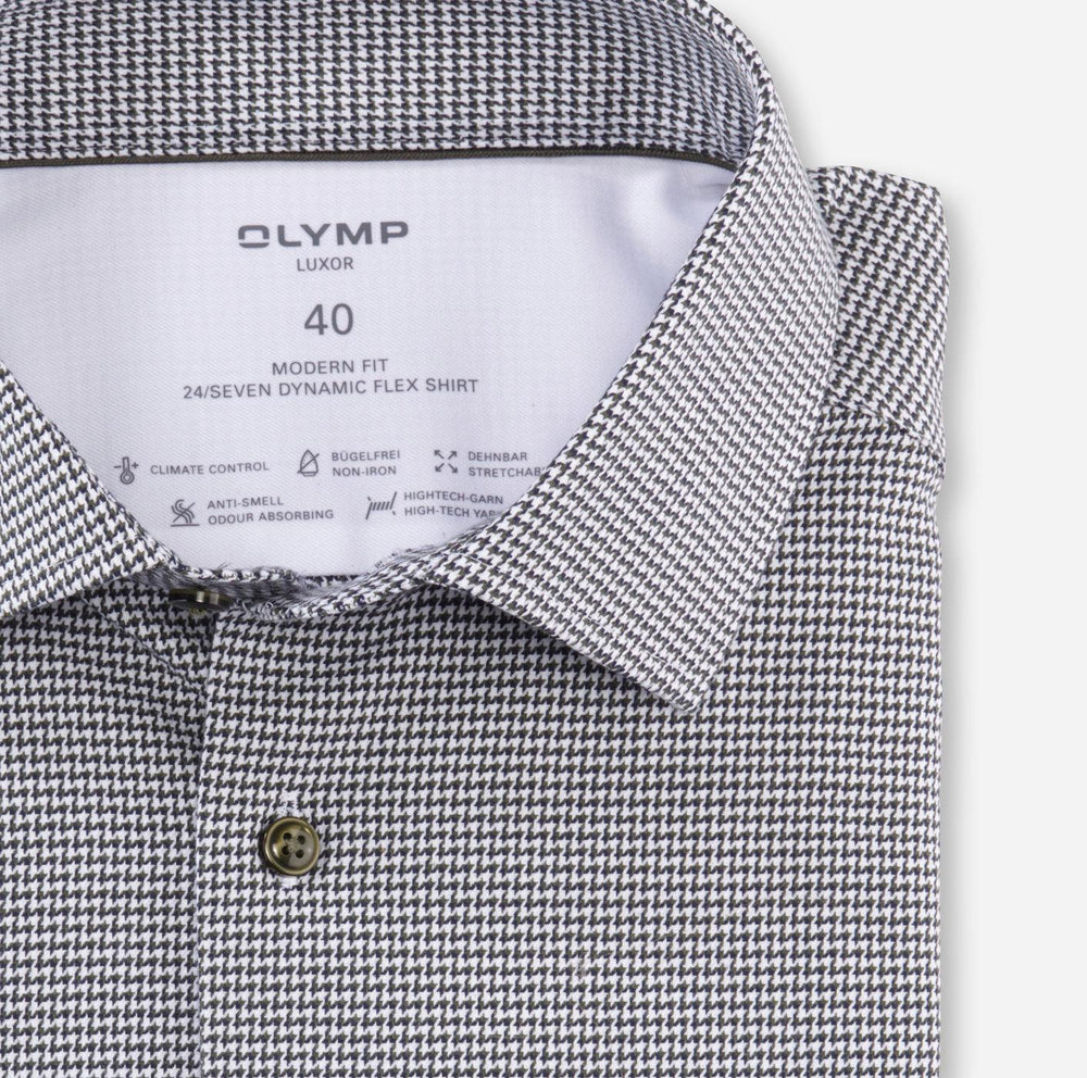 OLYMP Luxor 24/7 modern fit-64% katoen, 27% polyester, 9% elasthaan-HEREN SHIRTS-Groen