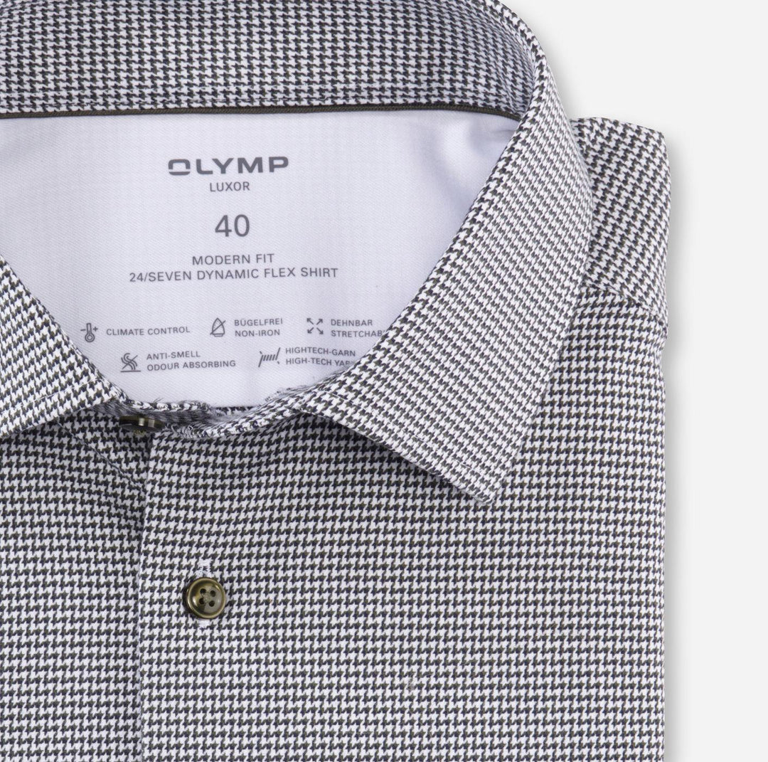 OLYMP Luxor 24/7 modern fit-64% katoen, 27% polyester, 9% elasthaan-HEREN SHIRTS-Groen