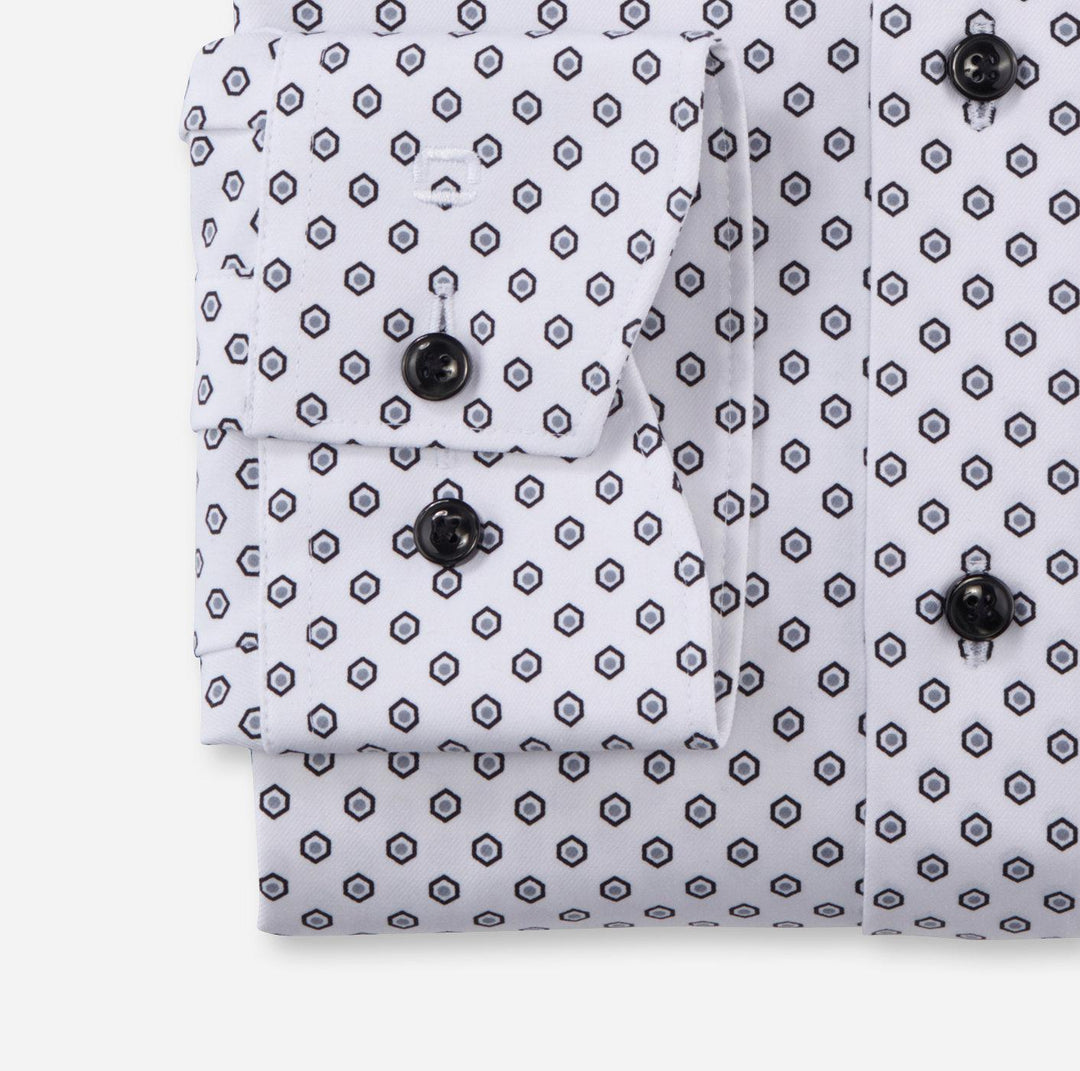 OLYMP Luxor 24/7 modern fit-64% katoen, 27% polyester, 9% elasthaan-HEREN SHIRTS-Wit