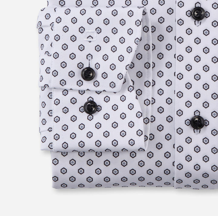 OLYMP Luxor 24/7 modern fit-64% katoen, 27% polyester, 9% elasthaan-HEREN SHIRTS-Wit