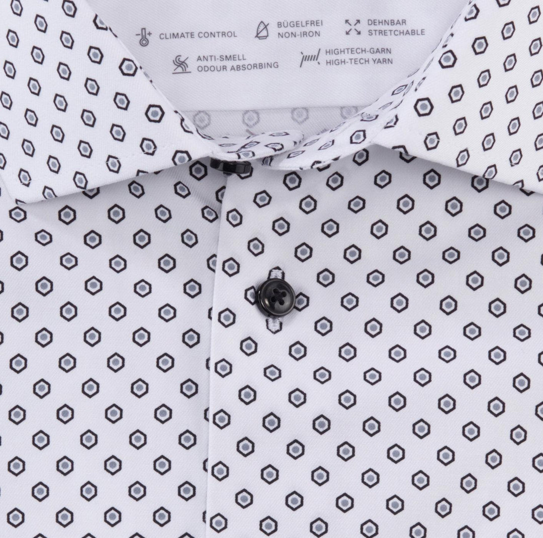 OLYMP Luxor 24/7 modern fit-64% katoen, 27% polyester, 9% elasthaan-HEREN SHIRTS-Wit