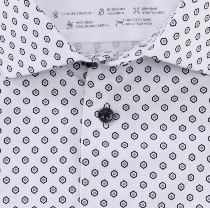 OLYMP Luxor 24/7 modern fit-64% katoen, 27% polyester, 9% elasthaan-HEREN SHIRTS-Wit