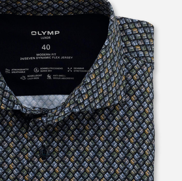 OLYMP Luxor 24/7 Modern fit-92% katoen, 8% elasthaan-HEREN SHIRTS-Groen