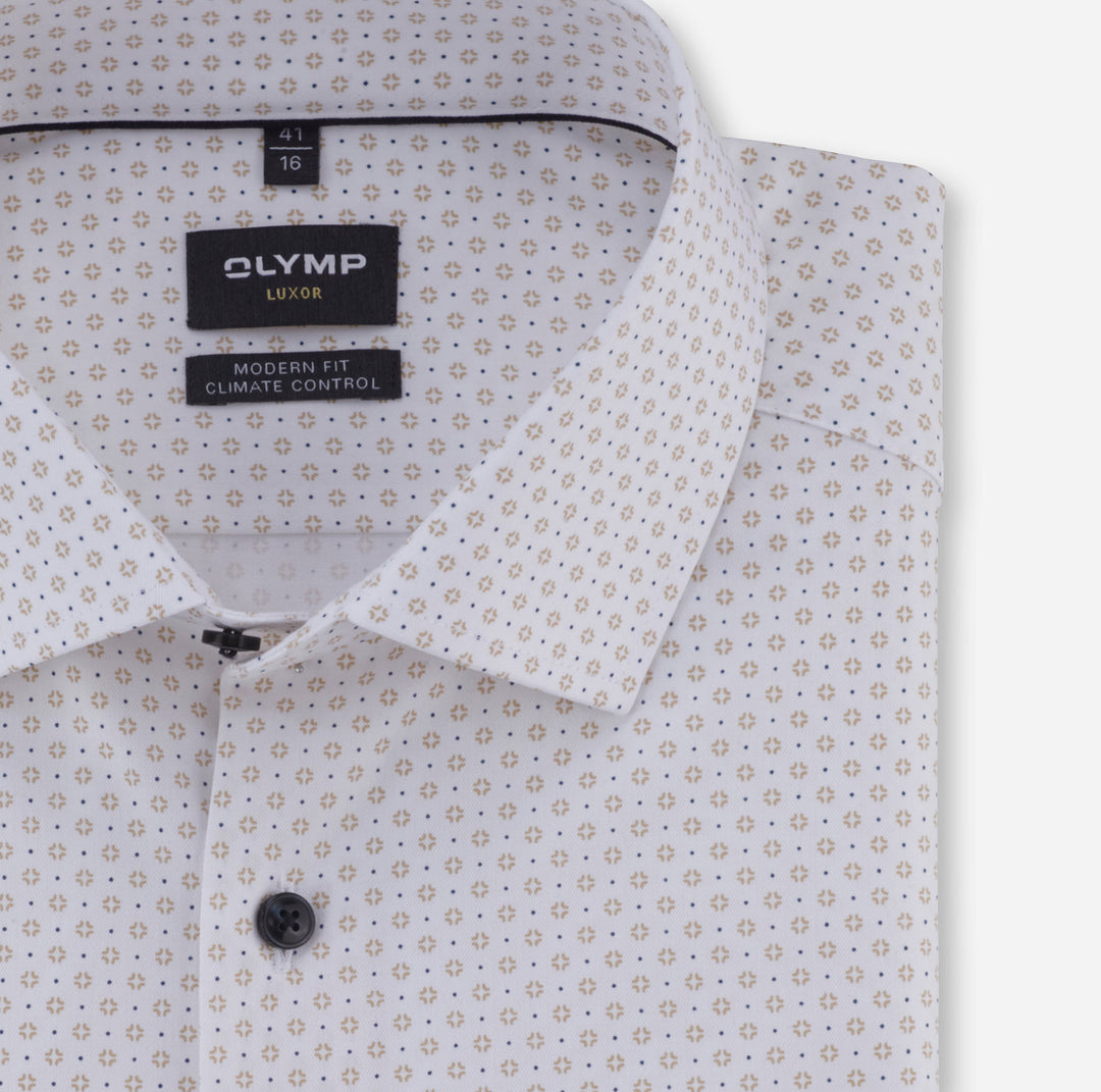 OLYMP Luxor 24/Seven modern fit overhemd-64% katoen, 27% polyester, 9% elasthaan-HEREN SHIRTS-Beige