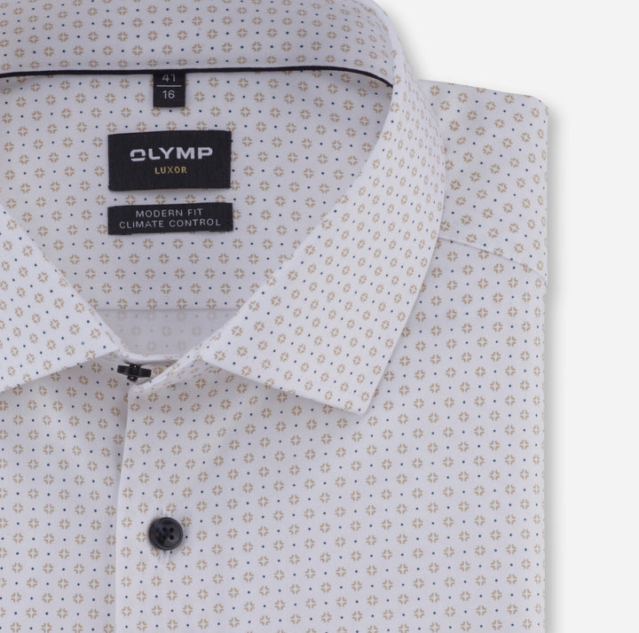 OLYMP Luxor 24/Seven modern fit overhemd-64% katoen, 27% polyester, 9% elasthaan-HEREN SHIRTS-Beige