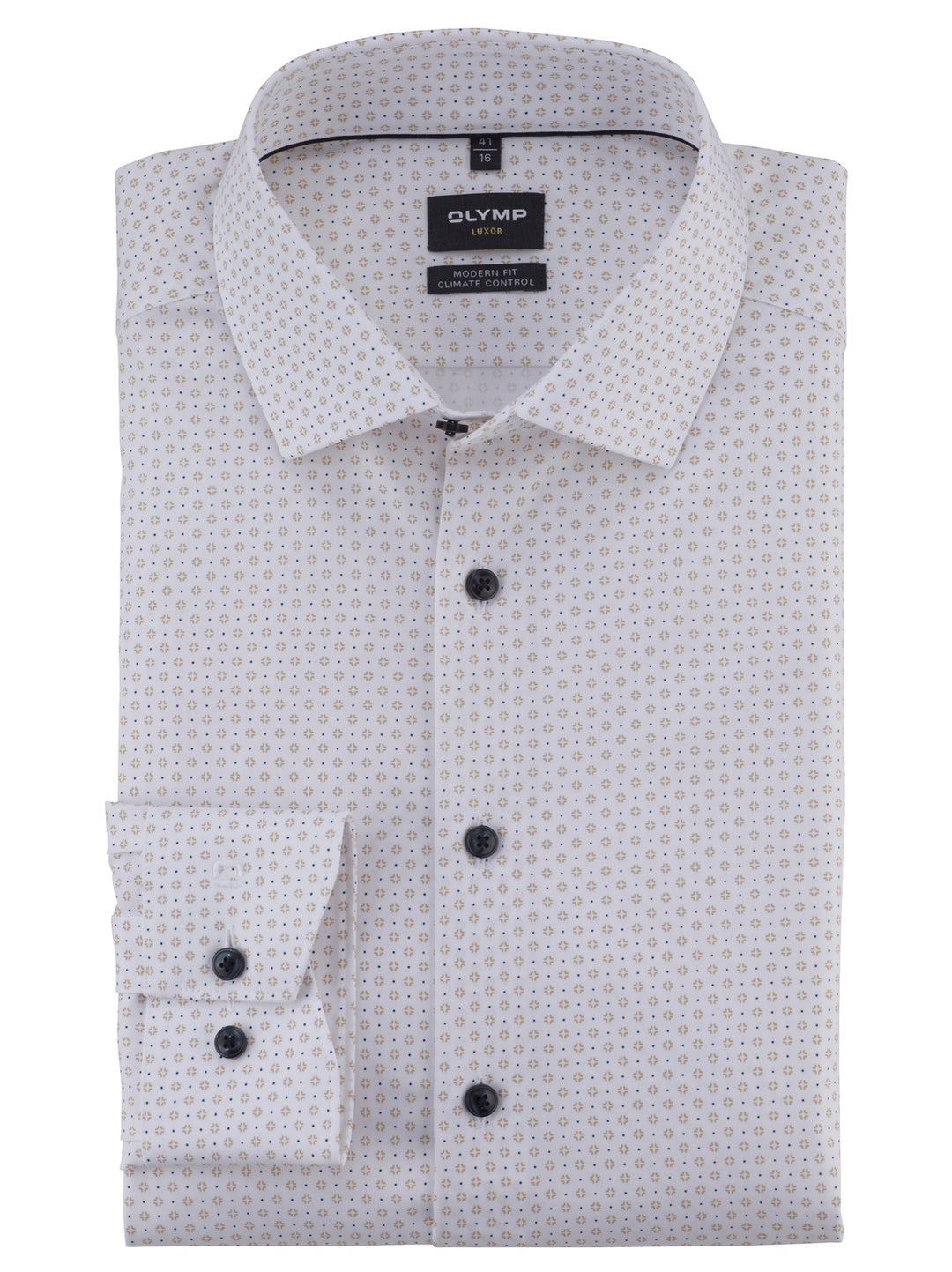 OLYMP Luxor 24/Seven modern fit overhemd-64% katoen, 27% polyester, 9% elasthaan-HEREN SHIRTS-Beige