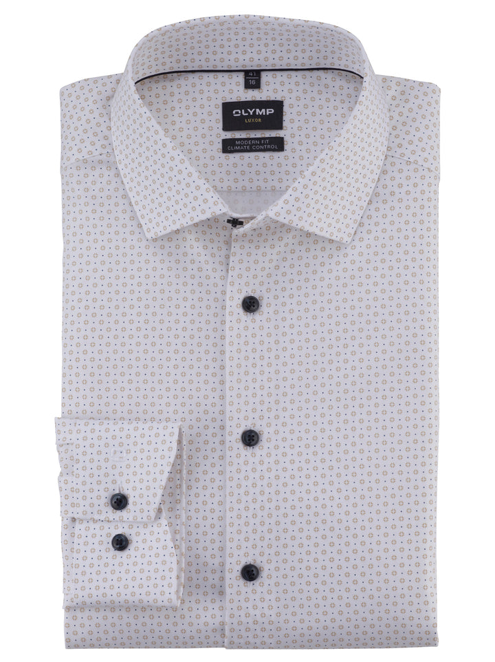 OLYMP Luxor 24/Seven modern fit overhemd-64% katoen, 27% polyester, 9% elasthaan-HEREN SHIRTS-Beige