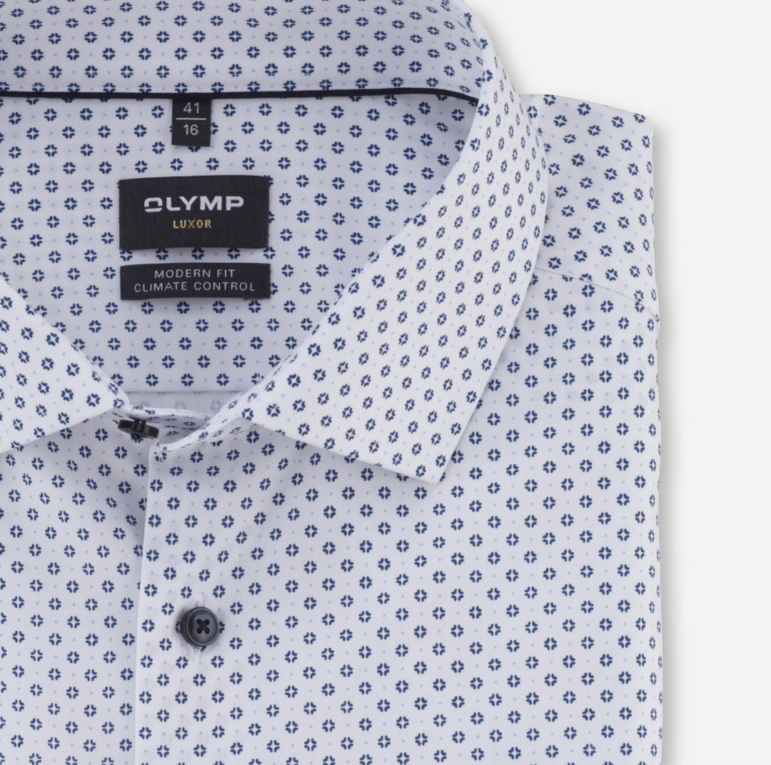 OLYMP Luxor 24/Seven modern fit overhemd-64% katoen, 27% polyester, 9% elasthaan-HEREN SHIRTS-Blauw