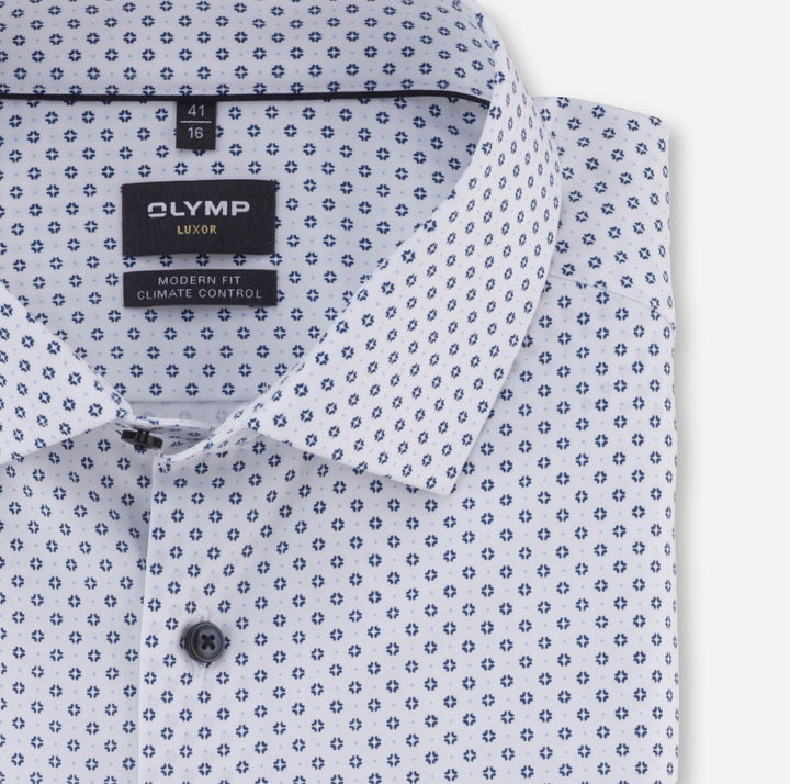 OLYMP Luxor 24/Seven modern fit overhemd-64% katoen, 27% polyester, 9% elasthaan-HEREN SHIRTS-Blauw