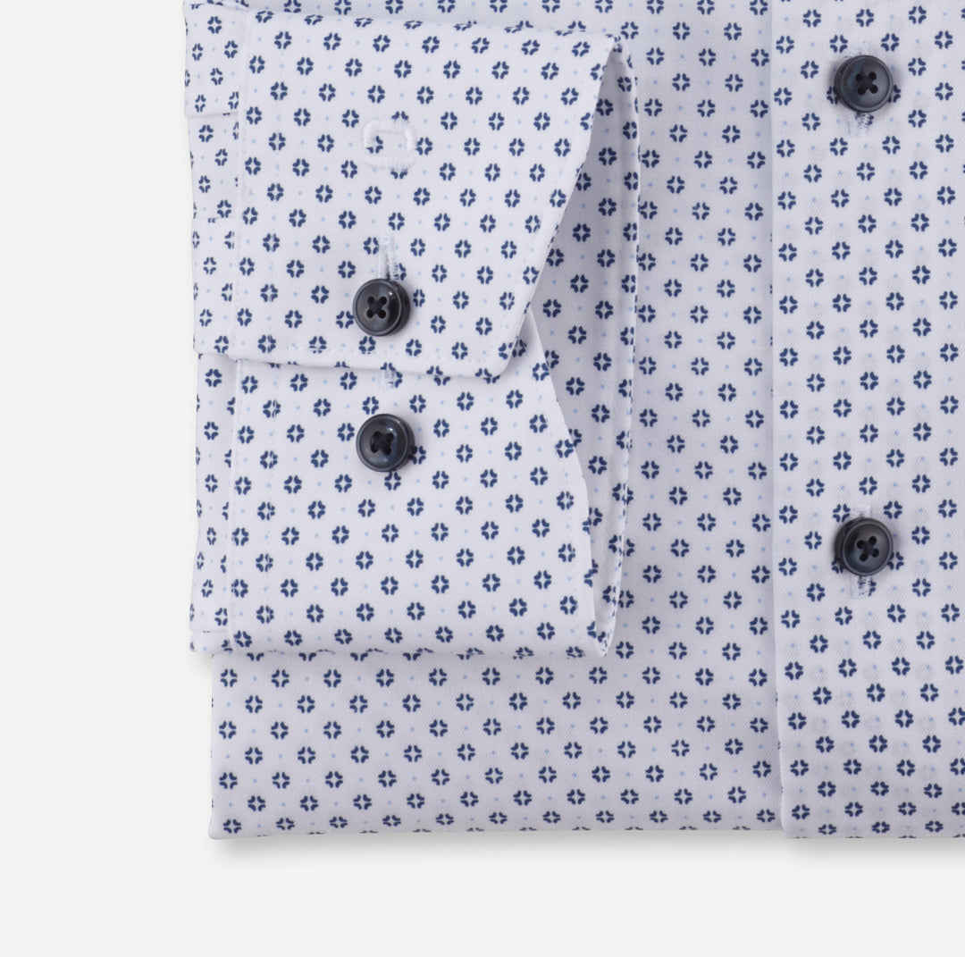 OLYMP Luxor 24/Seven modern fit overhemd-64% katoen, 27% polyester, 9% elasthaan-HEREN SHIRTS-Blauw