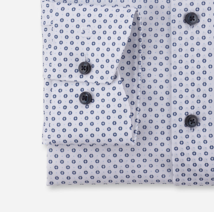 OLYMP Luxor 24/Seven modern fit overhemd-64% katoen, 27% polyester, 9% elasthaan-HEREN SHIRTS-Blauw