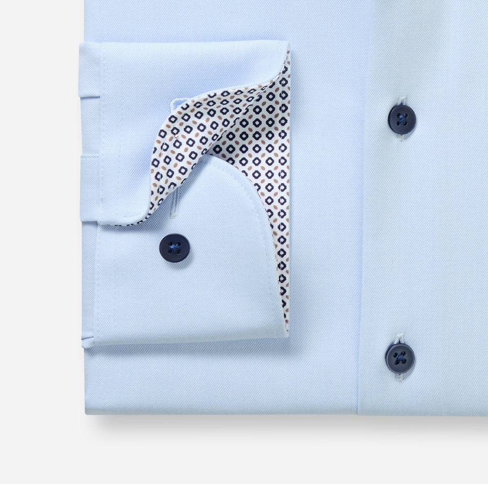 Olymp Luxor 24Seven Modern Fit Shirt – Blauw-64% katoen, 27% polyester, 9% elastaan-HEREN SHIRTS-Blauw