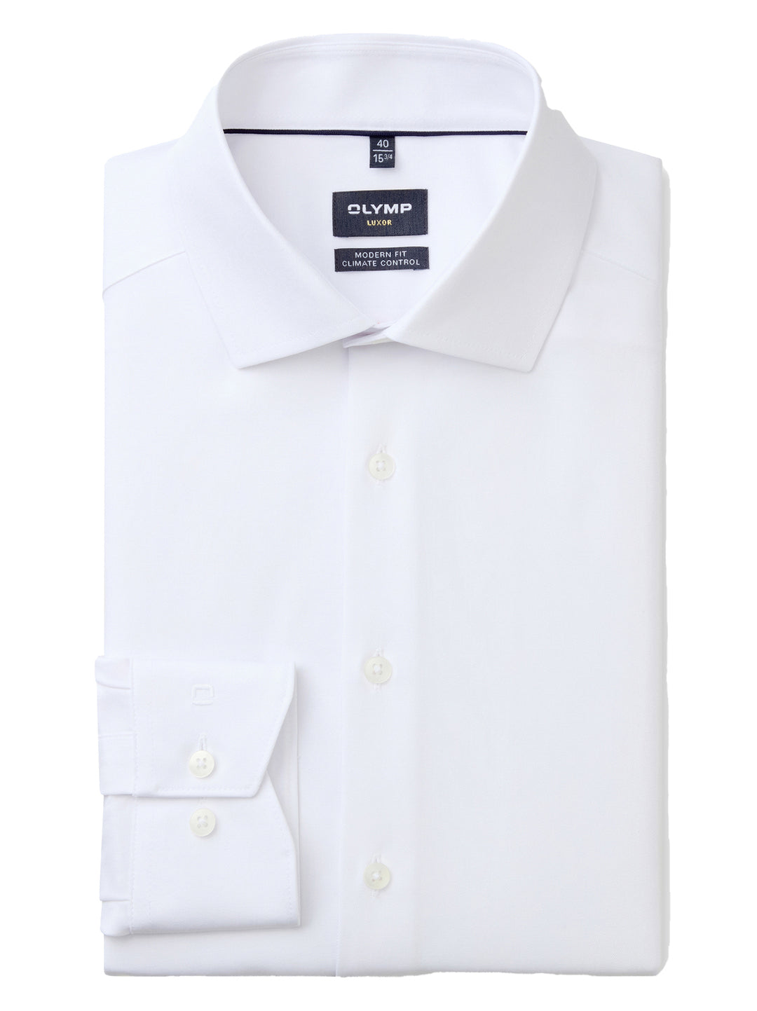 Olymp Luxor 24Seven Modern Fit Shirt – Wit-64% katoen, 27% polyester, 9% elastaan-HEREN SHIRTS-Wit