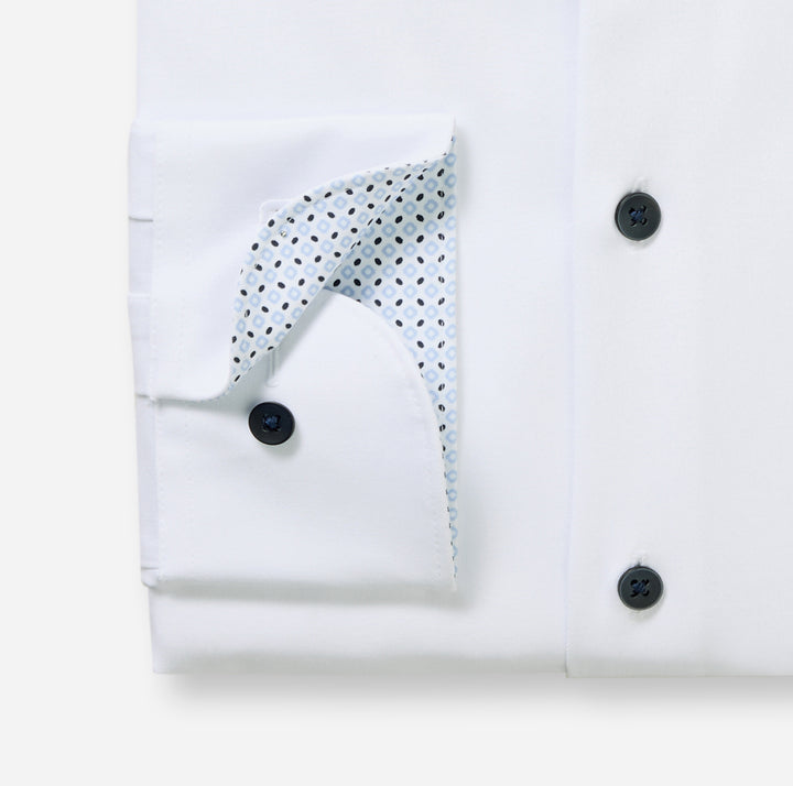 Olymp Luxor 24Seven Modern Fit Shirt – Wit-64% katoen, 27% polyester, 9% elastaan-HEREN SHIRTS-Wit
