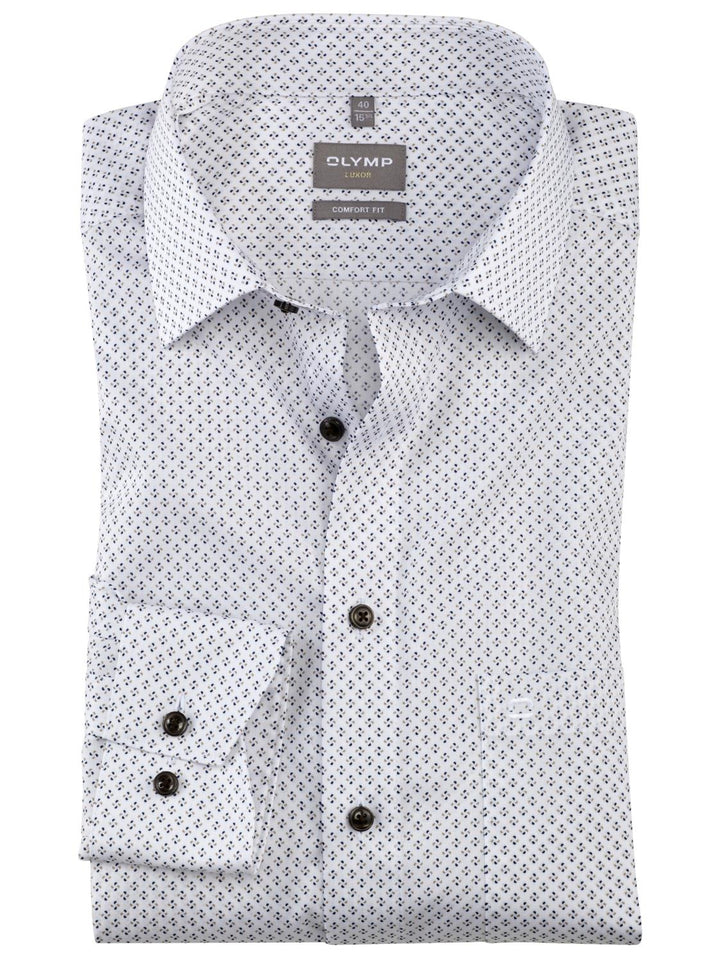 OLYMP Luxor comfort fit-100% katoen-HEREN SHIRTS-Wit