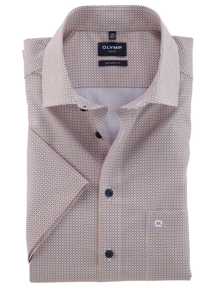 OLYMP Luxor modern fit-100% katoen-HEREN SHIRTS-Beige