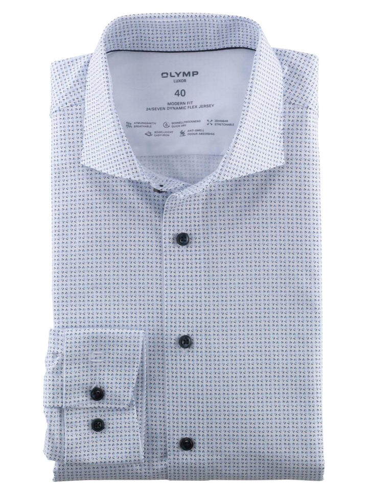 OLYMP Luxor modern fit 24/7-92% katoen, 8% elasthaan-HEREN SHIRTS-Blauw