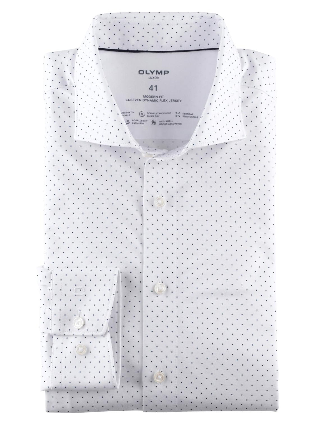 OLYMP Luxor modern fit 24/7-96% katoen, 4% elasthaan-HEREN SHIRTS-Wit