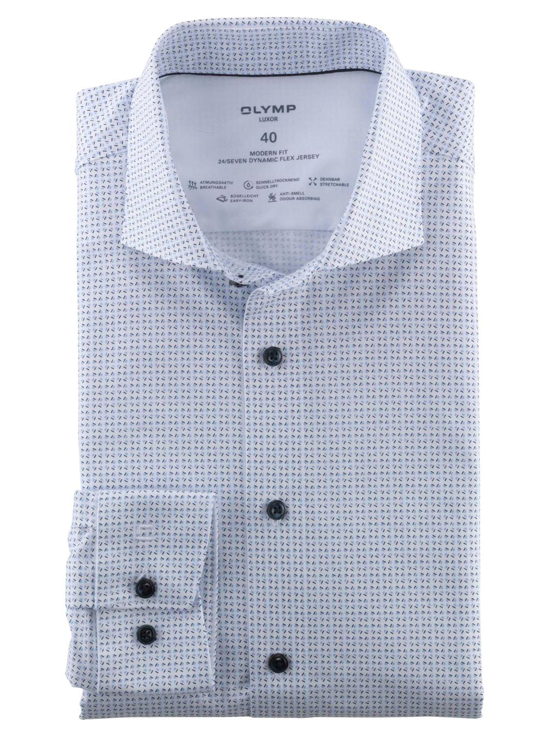 OLYMP LUXOR modern fit-92% katoen, 8% elasthaan-HEREN SHIRTS-Blauw