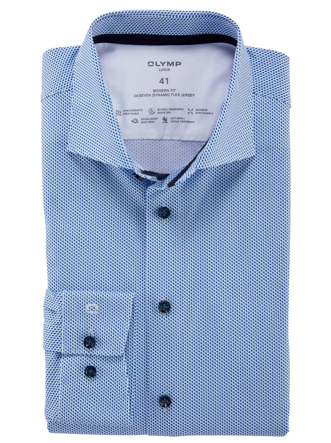 OLYMP Luxor modern fit-92% katoen, 8% elasthaan-HEREN SHIRTS-Blauw