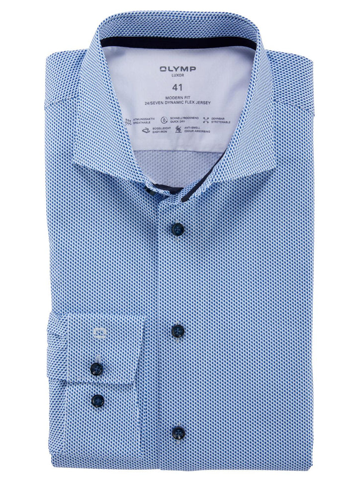 OLYMP Luxor modern fit-92% katoen, 8% elasthaan-HEREN SHIRTS-Blauw