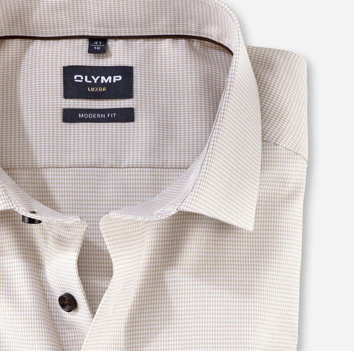 Olymp Luxor modern fit beige-100% Katoen-HEREN SHIRTS-Beige