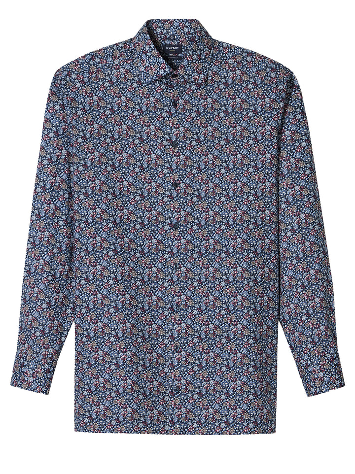 OLYMP Luxor Modern Fit Business Shirt – Blauw-100% katoen-HEREN SHIRTS-Blauw