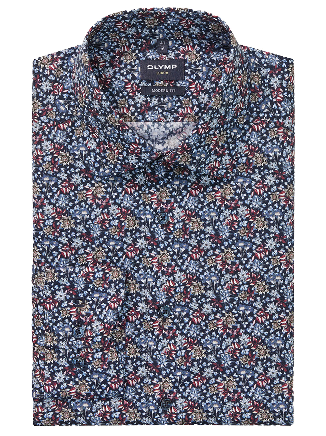 OLYMP Luxor Modern Fit Business Shirt – Blauw-100% katoen-HEREN SHIRTS-Blauw