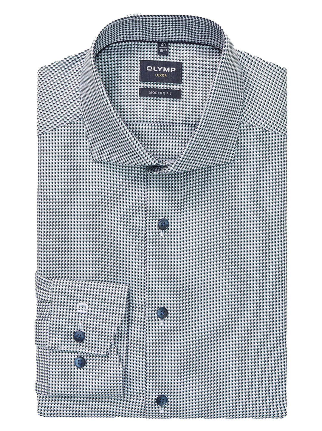 OLYMP Luxor Modern Fit Business Shirt – Groen-100% katoen-HEREN SHIRTS-Groen