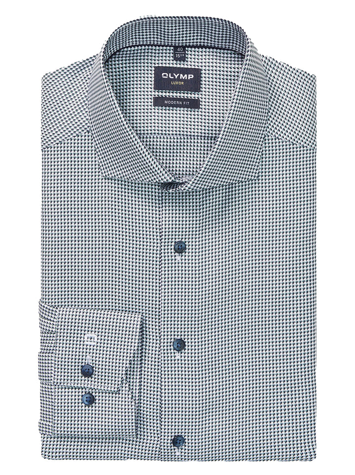OLYMP Luxor Modern Fit Business Shirt – Groen-100% katoen-HEREN SHIRTS-Groen
