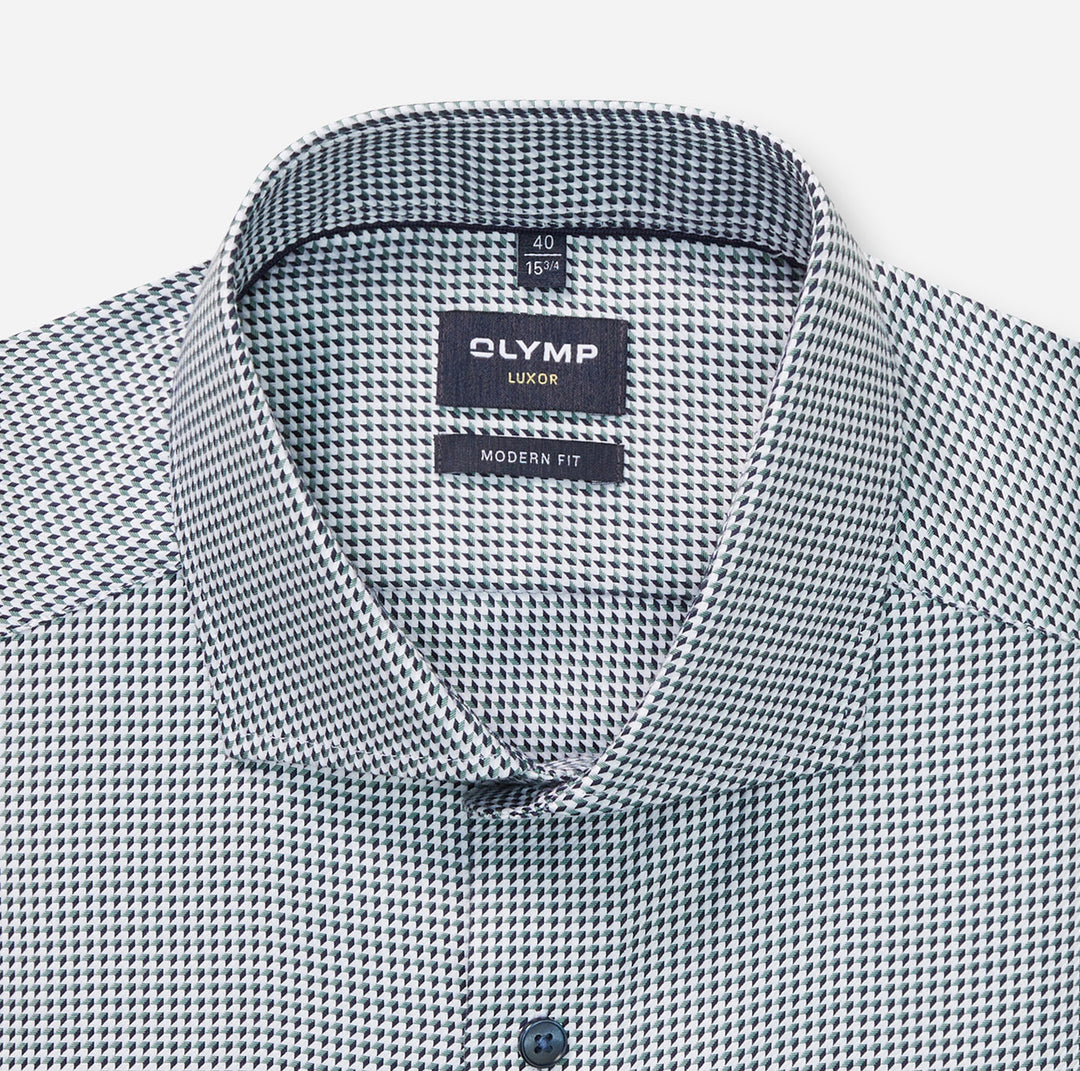 OLYMP Luxor Modern Fit Business Shirt – Groen-100% katoen-HEREN SHIRTS-Groen