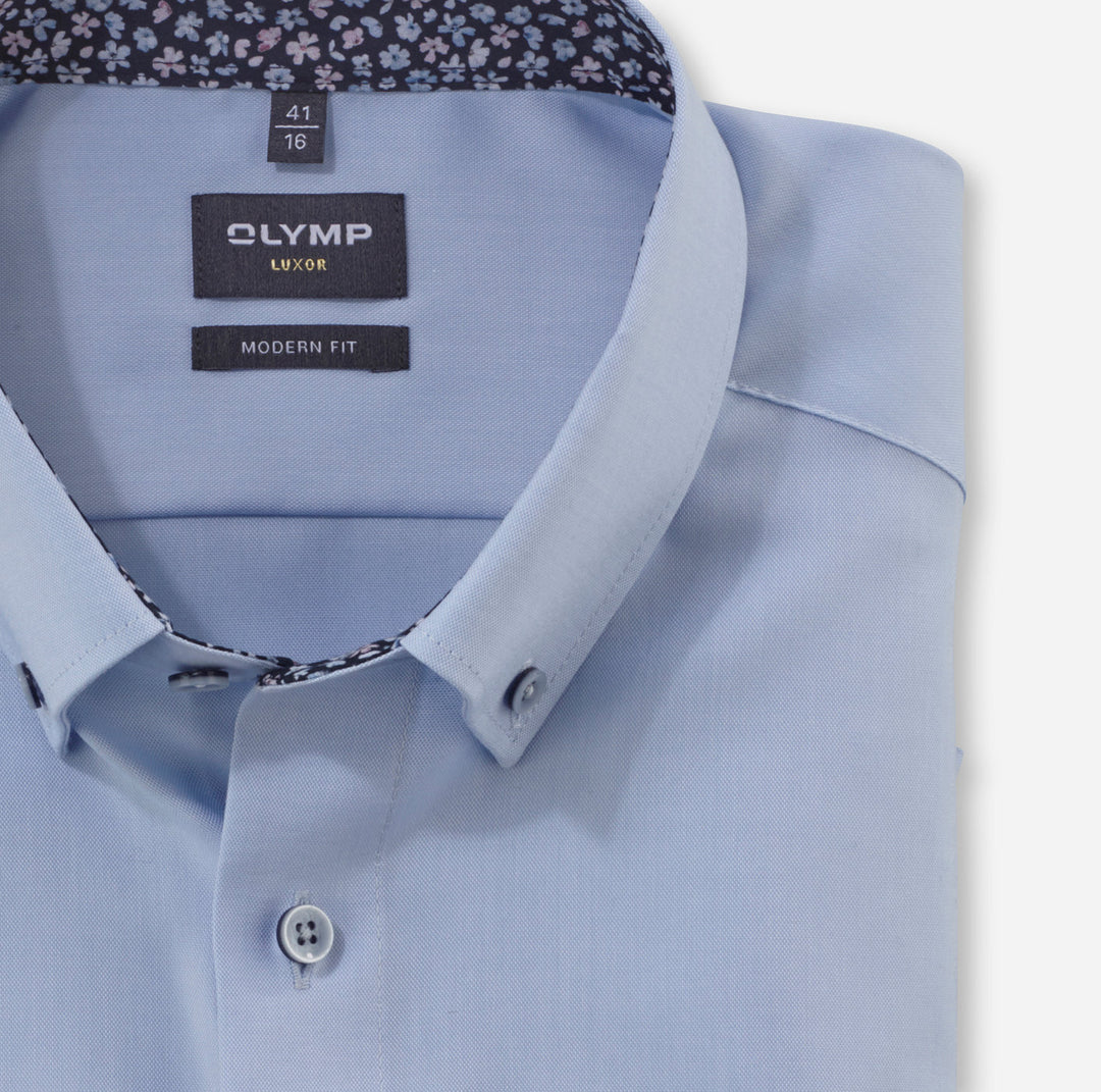 OLYMP Luxor modern fit Button-down lichtblauw-100% katoen-HEREN SHIRTS-Blauw