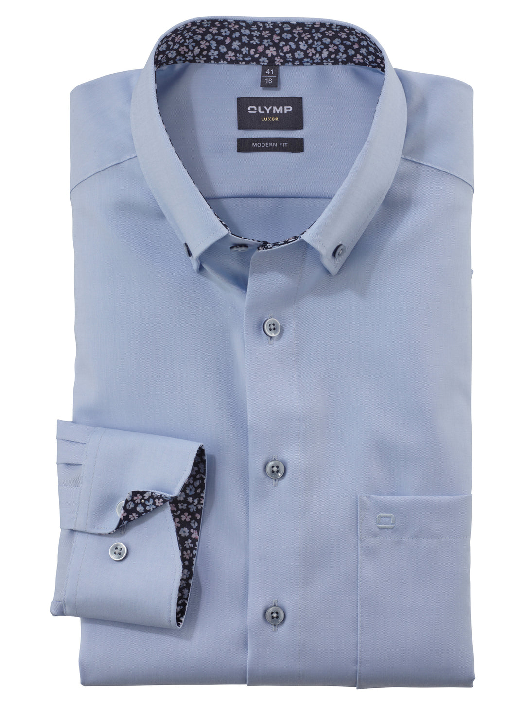 OLYMP Luxor modern fit Button-down lichtblauw-100% katoen-HEREN SHIRTS-Blauw