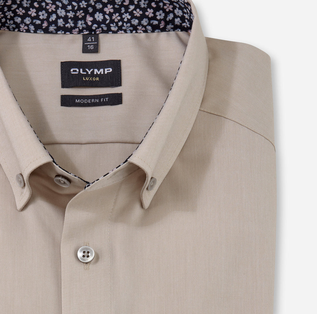 OLYMP Luxor modern fit Button-down overhemd-100% katoen-HEREN SHIRTS-Beige