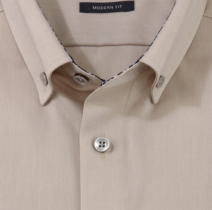 OLYMP Luxor modern fit Button-down overhemd-100% katoen-HEREN SHIRTS-Beige