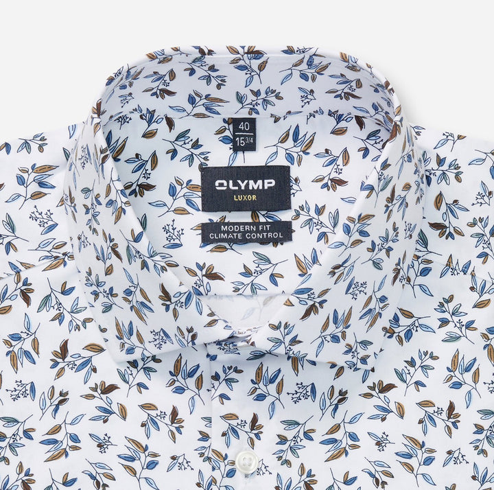 Olymp Luxor Modern Fit Casual Shirt-64% katoen, 27% polyester, 9% elasthaan-HEREN SHIRTS-Wit