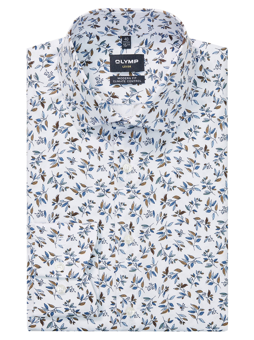 Olymp Luxor Modern Fit Casual Shirt-64% katoen, 27% polyester, 9% elasthaan-HEREN SHIRTS-Wit