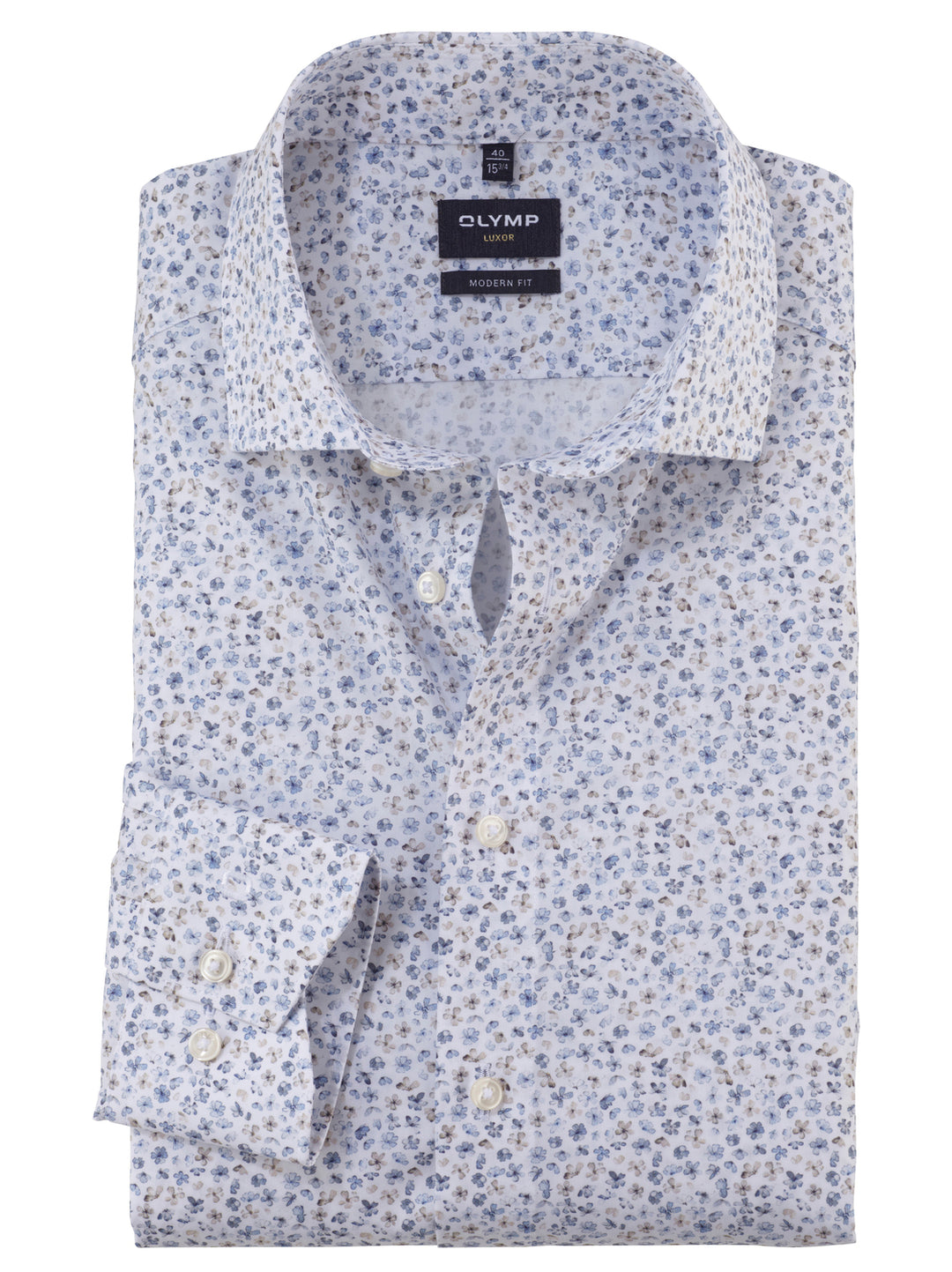 OLYMP Luxor modern fit extra lange mouw overhemd-100% katoen-HEREN SHIRTS-Blauw