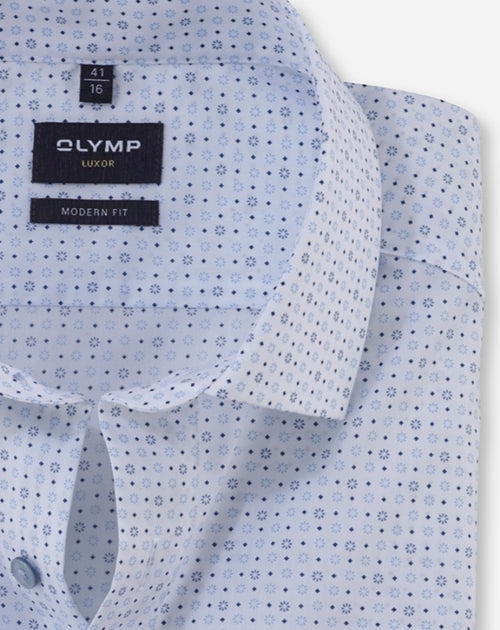 OLYMP Luxor modern fit extra lange mouw overhemd-100% katoen-HEREN SHIRTS-Blauw