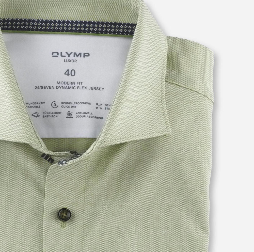OLYMP LUXOR modern fit jersey-92% katoen, 8% elasthaan-HEREN SHIRTS-Groen