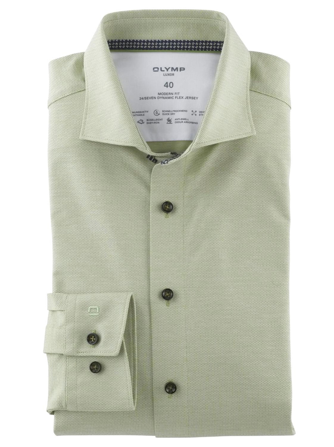 OLYMP LUXOR modern fit jersey-92% katoen, 8% elasthaan-HEREN SHIRTS-Groen