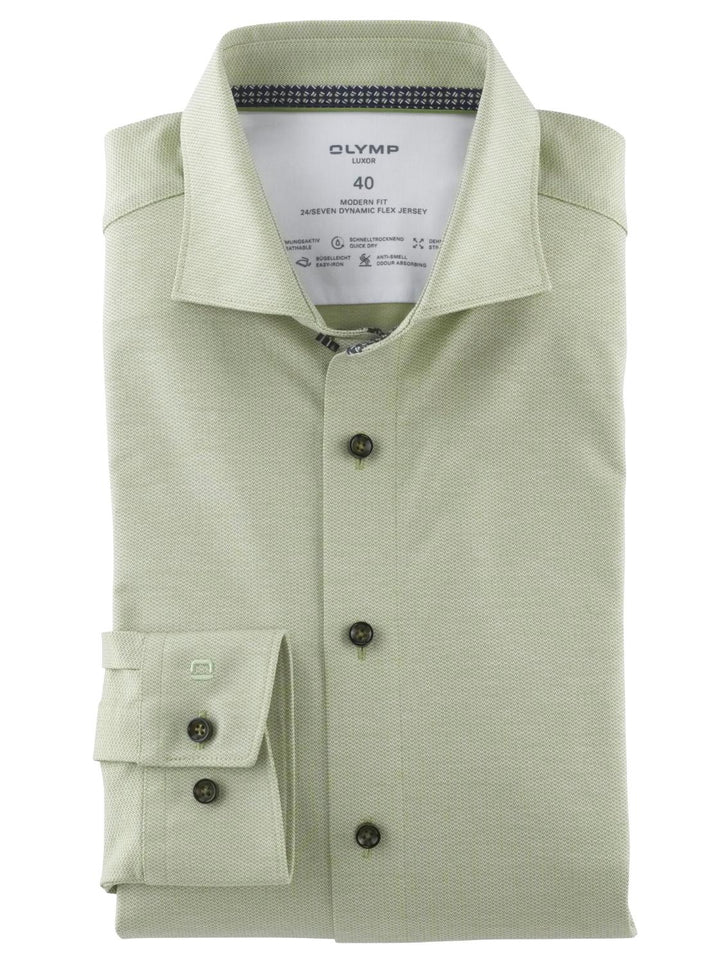 OLYMP LUXOR modern fit jersey-92% katoen, 8% elasthaan-HEREN SHIRTS-Groen