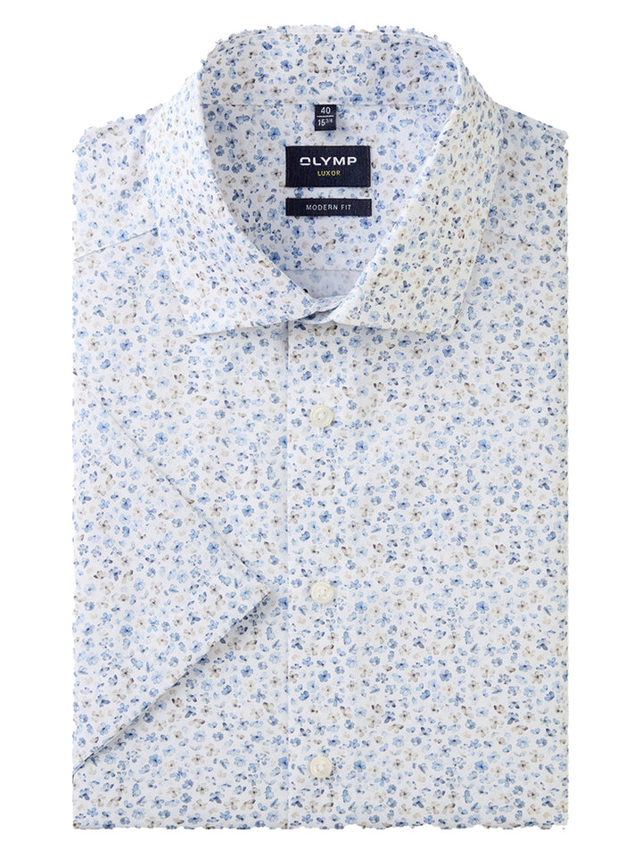 OLYMP Luxor modern fit korte mouw-100% katoen-HEREN SHIRTS-Wit