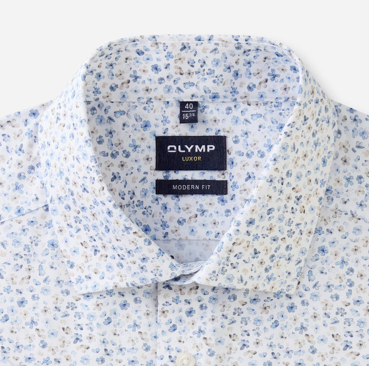 OLYMP Luxor modern fit korte mouw-100% katoen-HEREN SHIRTS-Wit