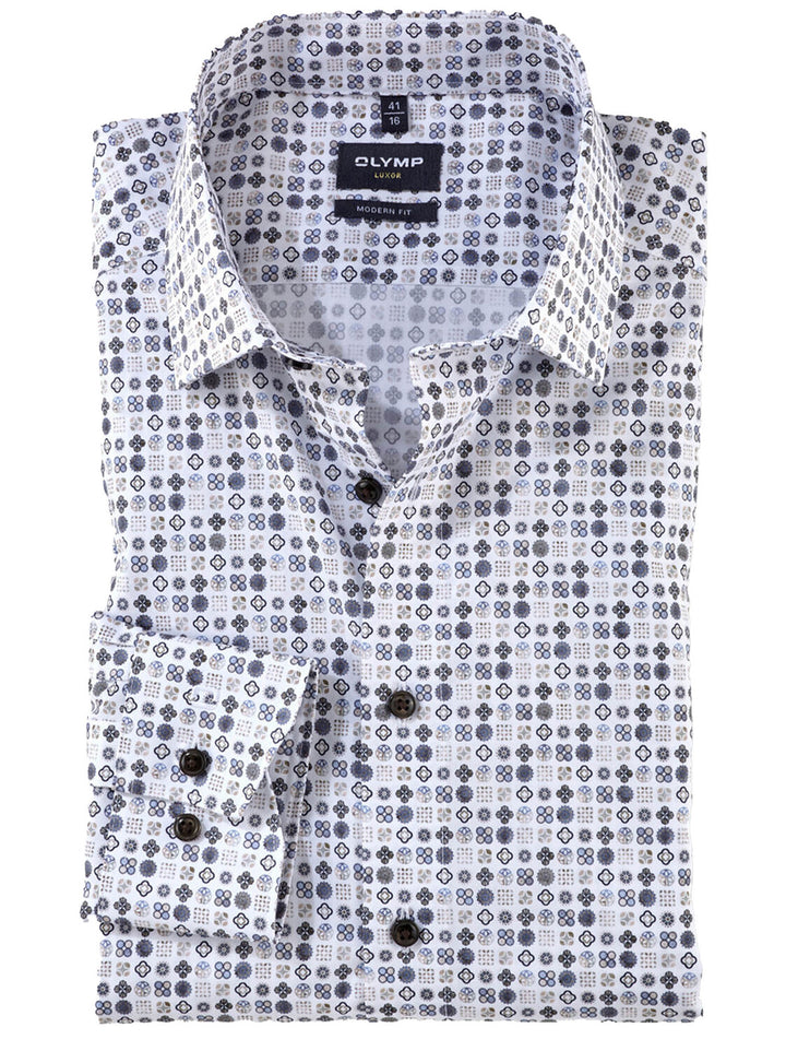 Olymp Luxor modern fit overhemd-100% Katoen-HEREN SHIRTS-Blauw