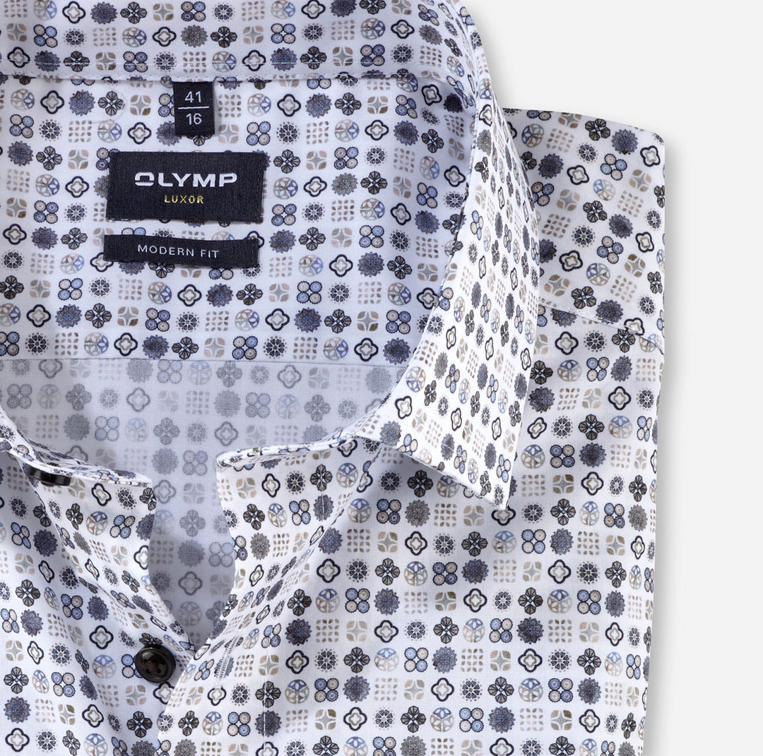 Olymp Luxor modern fit overhemd-100% Katoen-HEREN SHIRTS-Blauw