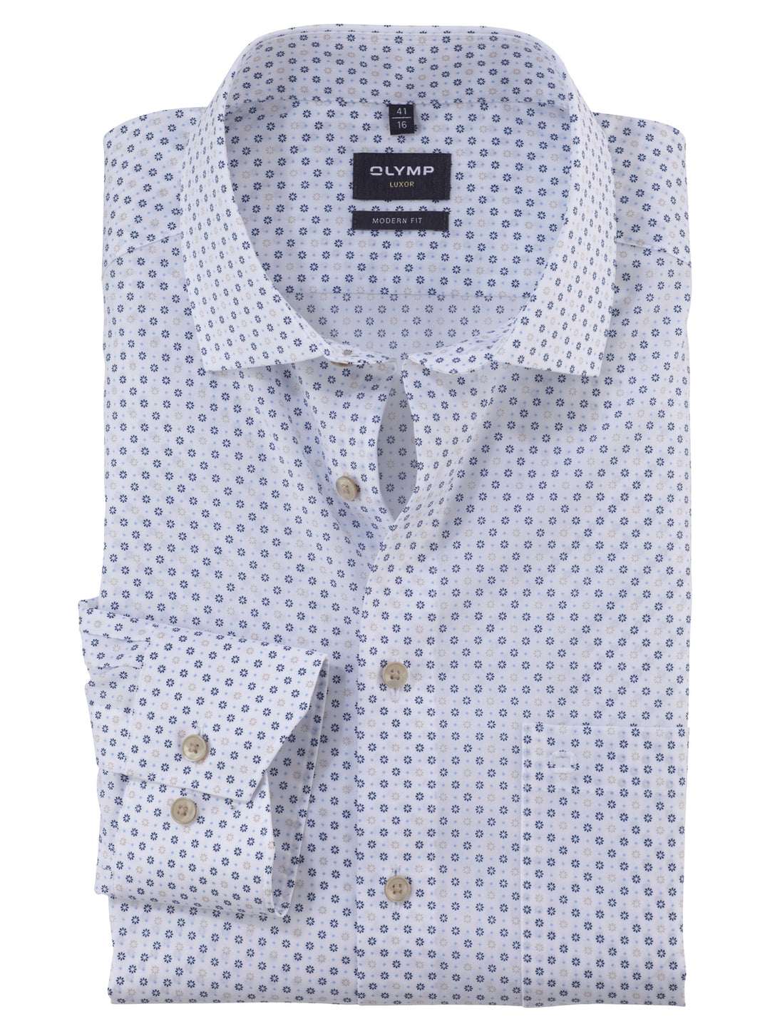 OLYMP Luxor modern fit overhemd-100% katoen-HEREN SHIRTS-Blauw