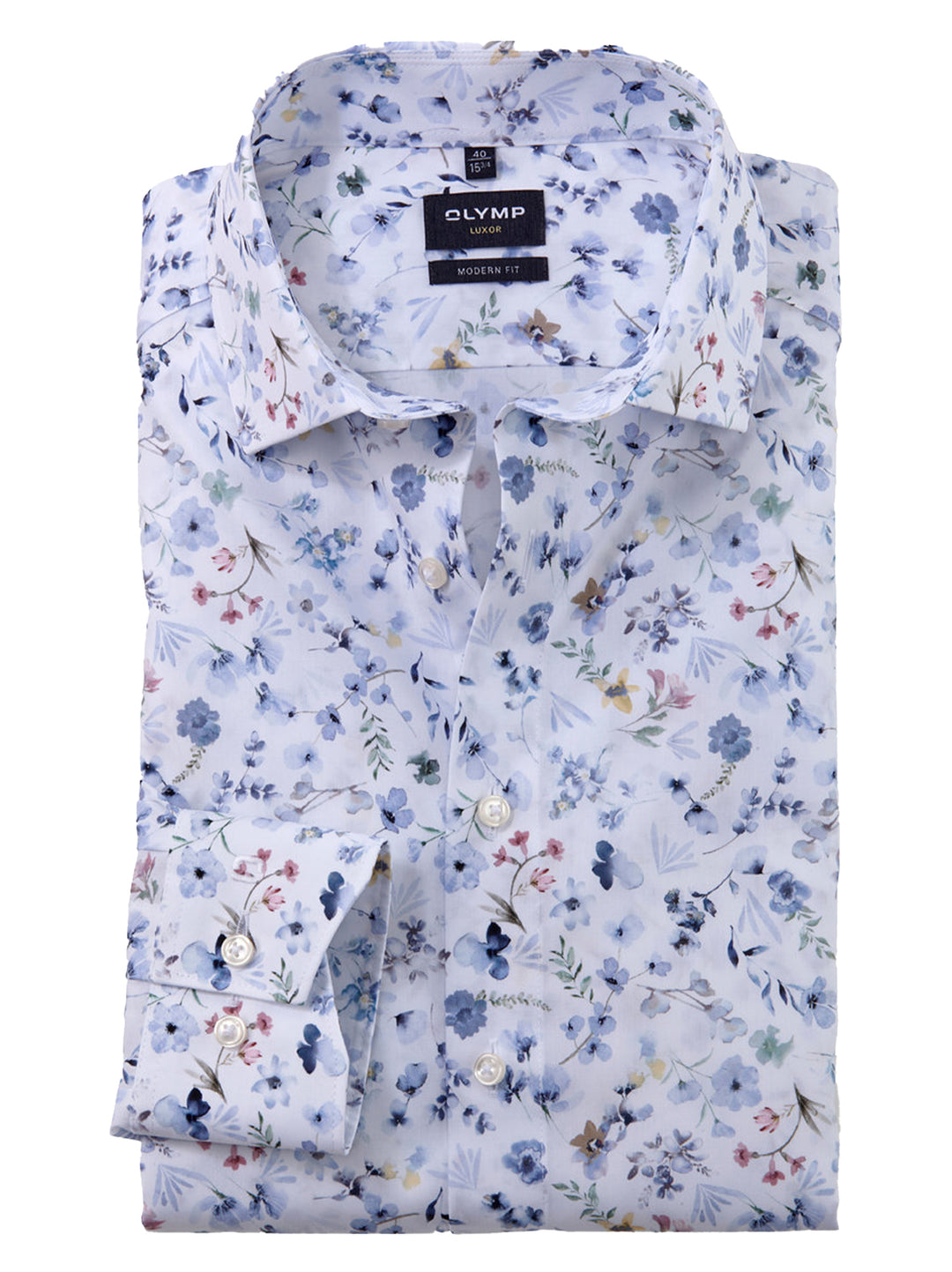 OLYMP Luxor modern fit overhemd-100% katoen-HEREN SHIRTS-Blauw