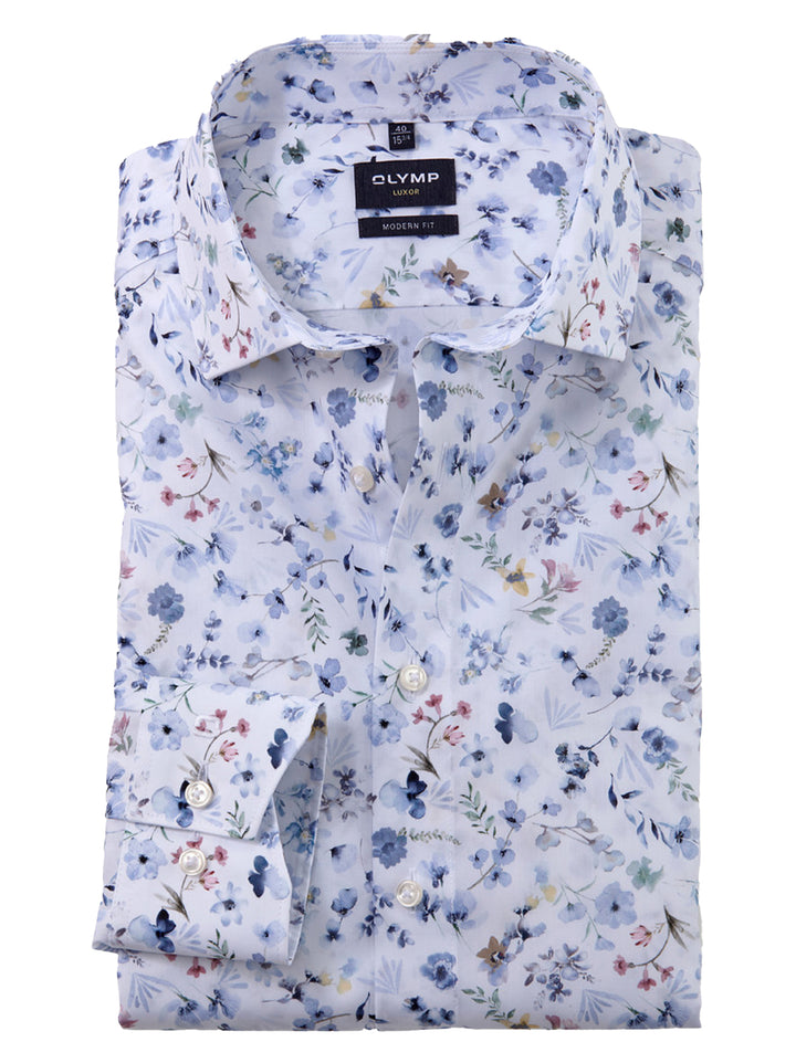 OLYMP Luxor modern fit overhemd-100% katoen-HEREN SHIRTS-Blauw